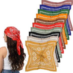 10 Pcs 27.5 x 27.5 Inch Square Satin Head Scarves Women Silk Bandana Hair Scarves Hair Wrap Neck Scarf for Sleeping in Kuwait