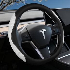 مناسب خصيصًا لغطاء عجلة القيادة Tesla موديل 3 (2017-2026) والطراز Y (2020-2026)، جلد مصمم لملحقات Tesla Highland/Juniper الداخلية (أسود) in Kuwait