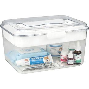 2 Layers Dog First Aid Kit box,Large First Aid Kit Bin,Medic Box for Dog Cat,Empty First Aid Box,Medicine Organizer with Built in Handle,Family or Dog Travel Camping Emergency Tool Set in Kuwait