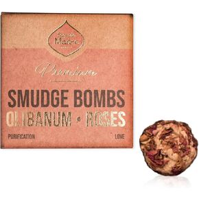 Sagrada Madre Hand Tied Smudge Bombs - 8 pcs Olibanum and Rose Sage Bundle, Relieves Stress & Ward Off Negative Energies, Composition of Pine Wood, Natural Binder & Salt in Kuwait