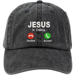 Jesus is Calling Embroidered Cap, Embroidered Baseball Cap for Women Men Vintage, Hat Gifts for His Her, Cap Gifts for His Her Black in Saudi Arabia