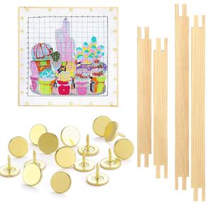 Glooglitter 2 Sets Stretcher Bars for Needlework with Thumb Tacks Regular Needlepoint Stretcher Bars Wooden Canvas Stretcher Bars for Embroidery Stitch Frame Set Bundle with Crafts (8 Inch) in Kuwait