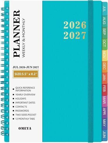 مخطط 2026 – مخطط 2026 أسبوعيًا وشهريًا: يناير 2026 - ديسمبر 2026، 8.5 بوصة × 11 بوصة، مخطط تقويم 2026 مزود بعلامات تبويب شهرية، غطاء مرن، ورق سميك، جيب داخلي لمستلزمات المكتب المدرسية in Kuwait