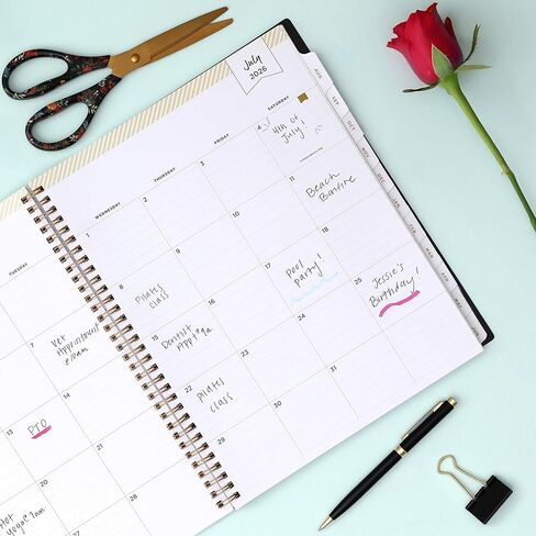 Blue Sky Day Designer 2026-2027 تقويم مخطط السنة الأكاديمية الأسبوعية والشهرية، يوليو 2026 - يونيو 2027، 8.5 بوصة × 11 بوصة، غطاء جيب شفاف، علامات تبويب مغلفة، جيب تخزين، يتضمن ملصقات، Peyton Navy in Saudi Arabia