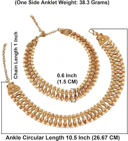 Efulgenz Indian Anklets for Women Crystal Bollywood Faux Pearl Bridal Anklet Set Indian Payal Ankle Bracelets Jewelry for Women in Saudi Arabia