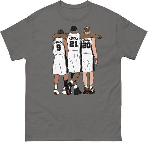 Tony Parker, Tim Duncan, Manu Ginobili Big 3 San Antonio T-Shirt (US, Alpha, Large, Regular, Regular) Gray in Saudi Arabia
