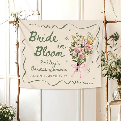 Zukatie Bride In Bloom العازبة نسيج مخصص حديقة حفل زفاف راية ديكور العازبة عطلة نهاية الأسبوع خلفية Wildflower الزفاف دش نسيج in Saudi Arabia