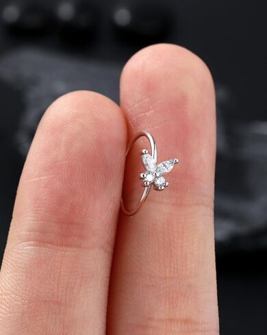 Jewseen 925 Sterling Silver Nose Rings Hoop 20g Cartilage Hoop Earrings Butterfly Rook Tragus Daith Piercing Jewelry for Women Men in Saudi Arabia