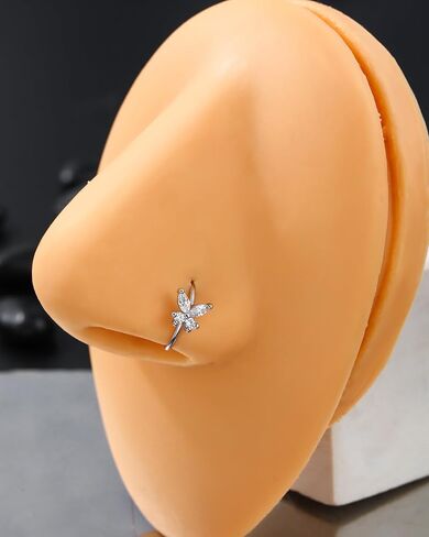 Jewseen 925 Sterling Silver Nose Rings Hoop 20g Cartilage Hoop Earrings Butterfly Rook Tragus Daith Piercing Jewelry for Women Men in Saudi Arabia