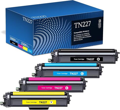 خرطوشة حبر TN227 عالية الإنتاجية مكونة من 4 عبوات متوافقة مع خراطيش حبر Brother TN227 TN-227 TN 227 TN227BK TN227BK/C/M/Y TN223 لخراطيش الحبر HL-L3270CDW HL-L3290CDW HL-L3210CW MFC-L3770CDW طابعة MFC-L3750CDW in Kuwait