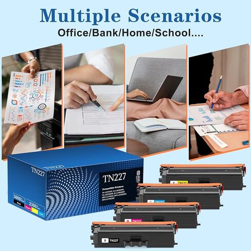 خرطوشة حبر TN227 عالية الإنتاجية مكونة من 4 عبوات متوافقة مع خراطيش حبر Brother TN227 TN-227 TN 227 TN227BK TN227BK/C/M/Y TN223 لخراطيش الحبر HL-L3270CDW HL-L3290CDW HL-L3210CW MFC-L3770CDW طابعة MFC-L3750CDW in Kuwait