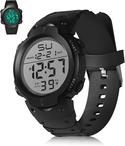 ساعة رقمية للرجال، ساعات عسكرية رياضية للنساء، مقاومة للماء، شاشة كبيرة خارجية مع ضوء خلفي LED، تاريخ إنذار للتدريب على السباحة والجري والأنشطة الداخلية الخارجية in Kuwait