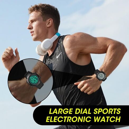 ساعة رقمية للرجال، ساعات عسكرية رياضية للنساء، مقاومة للماء، شاشة كبيرة خارجية مع ضوء خلفي LED، تاريخ إنذار للتدريب على السباحة والجري والأنشطة الداخلية الخارجية in Kuwait
