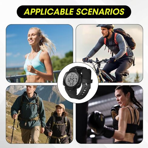 ساعة رقمية للرجال، ساعات عسكرية رياضية للنساء، مقاومة للماء، شاشة كبيرة خارجية مع ضوء خلفي LED، تاريخ إنذار للتدريب على السباحة والجري والأنشطة الداخلية الخارجية in Kuwait