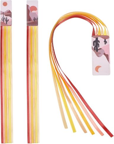 GLOBLELAND 3 Pcs Bible Ribbon Bookmarks 14.6x1.2inch Orange Scenery Artificial Leather Book Marker Colorful Ribbon Page Markers Kits for DIY Crafts Sewing for Books Readers in Kuwait