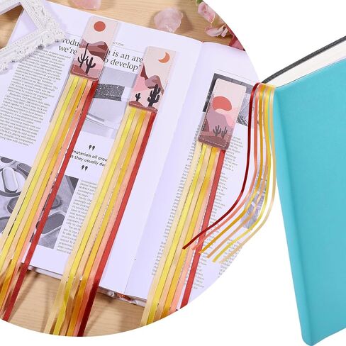 GLOBLELAND 3 Pcs Bible Ribbon Bookmarks 14.6x1.2inch Orange Scenery Artificial Leather Book Marker Colorful Ribbon Page Markers Kits for DIY Crafts Sewing for Books Readers in Kuwait