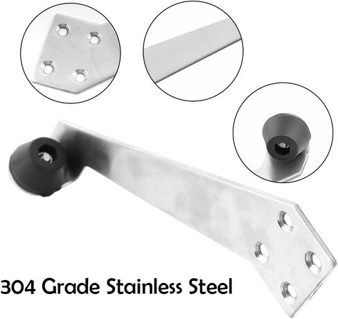 1 Pack Over Head Door Stop, Right 90 Degree Door Stop 304 Stainless Steel for Wall Mount Door Holder, Wire Drawing Process with Buffer Sound Dampening Rubber, Gate Resistor Invisible Limiter, Silver in Kuwait