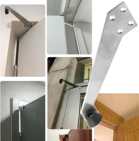 1 Pack Over Head Door Stop, Right 90 Degree Door Stop 304 Stainless Steel for Wall Mount Door Holder, Wire Drawing Process with Buffer Sound Dampening Rubber, Gate Resistor Invisible Limiter, Silver in Kuwait