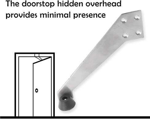 1 Pack Over Head Door Stop, Right 90 Degree Door Stop 304 Stainless Steel for Wall Mount Door Holder, Wire Drawing Process with Buffer Sound Dampening Rubber, Gate Resistor Invisible Limiter, Silver in Kuwait