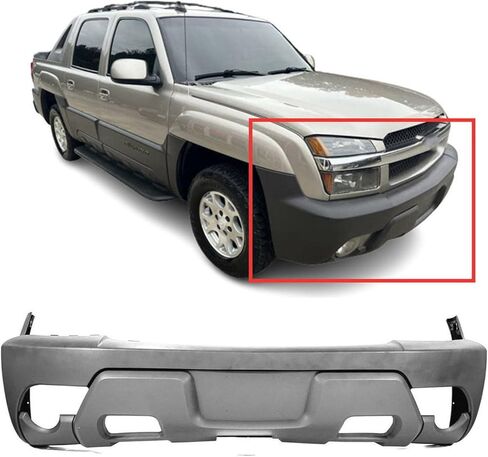 FitParts Compatible With Front Bumper Cover 2002 Chevy Chevrolet Avalanche 1500 02. New, Textured. W/Fog Light Holes. W/o Parking Aid Sensor Holes. 88944057 GM1000648 in Saudi Arabia