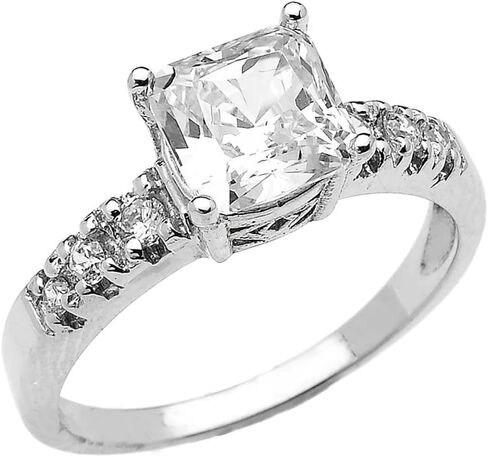 Elegant 10k White Gold Princess Cut 2.5 Carat CZ Solitaire Engagement Ring (Size 11) in Saudi Arabia