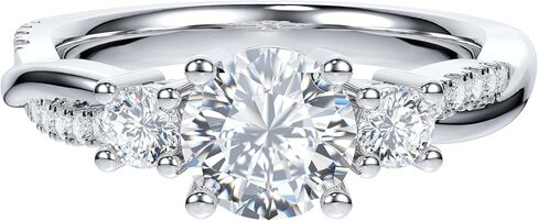 THELANDA Sterling Silver Moissanite 3-Stone Engagement Ring 1.0 CT Center Petite Twisted Vine Promise Bridal Ring for Women in Saudi Arabia