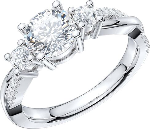 THELANDA Sterling Silver Moissanite 3-Stone Engagement Ring 1.0 CT Center Petite Twisted Vine Promise Bridal Ring for Women in Saudi Arabia