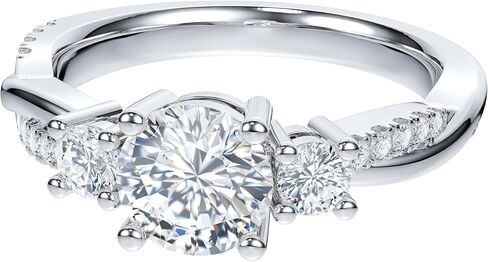 THELANDA Sterling Silver Moissanite 3-Stone Engagement Ring 1.0 CT Center Petite Twisted Vine Promise Bridal Ring for Women in Saudi Arabia