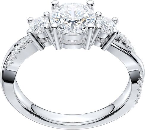 THELANDA Sterling Silver Moissanite 3-Stone Engagement Ring 1.0 CT Center Petite Twisted Vine Promise Bridal Ring for Women in Saudi Arabia