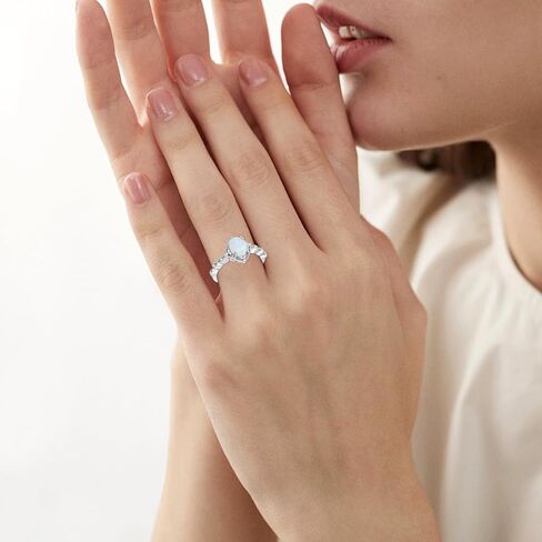 925 Sterling Silver Opal Engagement Rings for Women Center 1.5CT Oval Cut Opal Promise Wedding Rings with Cubic Zirconia for Her in Kuwait