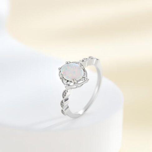 925 Sterling Silver Opal Engagement Rings for Women Center 1.5CT Oval Cut Opal Promise Wedding Rings with Cubic Zirconia for Her in Kuwait