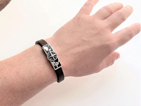 Men’s Compass Bracelet – Genuine Leather and Stainless Steel Bracelet with Secure Magnetic Clasp, Adventure and Travel Symbol Gift for Him or Her, Anniversary or Graduation Gift in Saudi Arabia