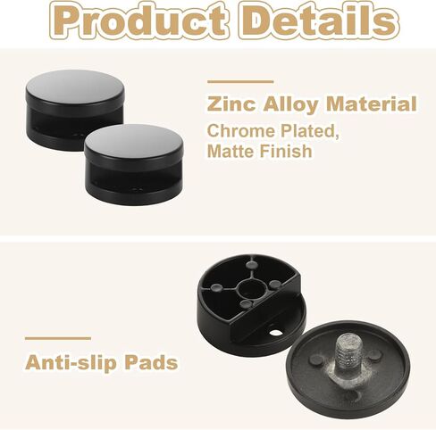 16 Pack Matte Black Frameless Mirror Mounting Clips - Heavy Duty Dual-Screw Mirror Brackets for 1/8" to 3/16" Thick Glass - Round Zinc Alloy Wall Mount Kit for Bathroom, Bedroom & Home Gym Mirrors in Kuwait