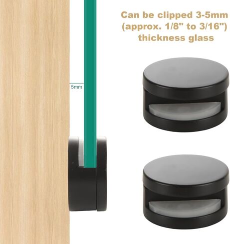 16 Pack Matte Black Frameless Mirror Mounting Clips - Heavy Duty Dual-Screw Mirror Brackets for 1/8" to 3/16" Thick Glass - Round Zinc Alloy Wall Mount Kit for Bathroom, Bedroom & Home Gym Mirrors in Kuwait