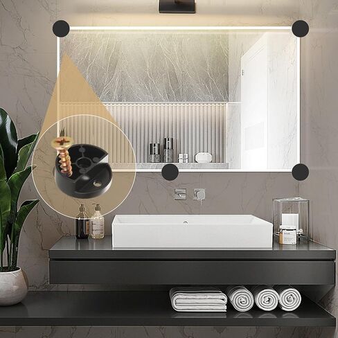 16 Pack Matte Black Frameless Mirror Mounting Clips - Heavy Duty Dual-Screw Mirror Brackets for 1/8" to 3/16" Thick Glass - Round Zinc Alloy Wall Mount Kit for Bathroom, Bedroom & Home Gym Mirrors in Kuwait