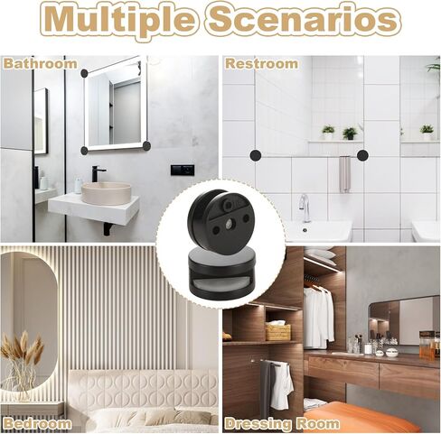 16 Pack Matte Black Frameless Mirror Mounting Clips - Heavy Duty Dual-Screw Mirror Brackets for 1/8" to 3/16" Thick Glass - Round Zinc Alloy Wall Mount Kit for Bathroom, Bedroom & Home Gym Mirrors in Kuwait