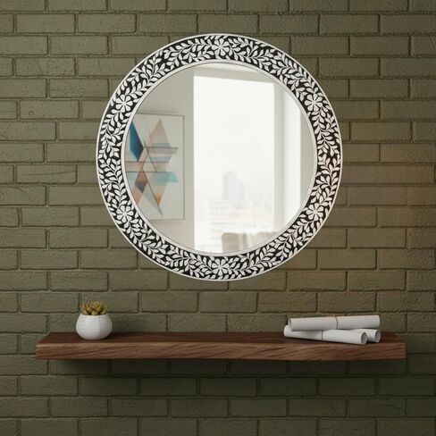 Handcrafted Bone Inlay Mirror Frame Elegant Decorative Wall Mirror Frame with Intricate Bone Inlay Design, Perfect for Living Room, Bedroom, Bathroom and Home Décor in Saudi Arabia