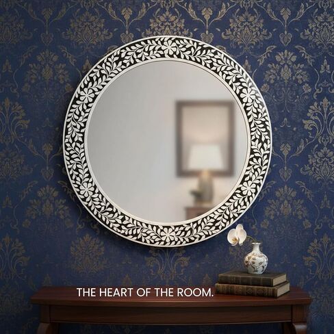 Handcrafted Bone Inlay Mirror Frame Elegant Decorative Wall Mirror Frame with Intricate Bone Inlay Design, Perfect for Living Room, Bedroom, Bathroom and Home Décor in Saudi Arabia