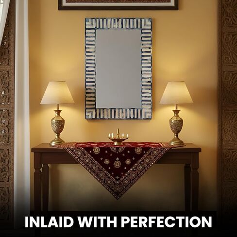 Bone Inlay Mirror Frame Handcrafted Decorative Wall Mirror Frame for Living Room, Bedroom or Entryway Elegant Bohemian Home Décor Accent in Saudi Arabia