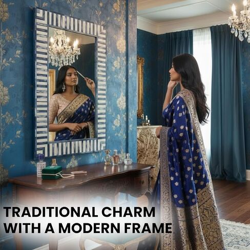 Bone Inlay Mirror Frame Handcrafted Decorative Wall Mirror Frame for Living Room, Bedroom or Entryway Elegant Bohemian Home Décor Accent in Saudi Arabia