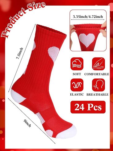 12/24 Pairs Valentine's Day Football Socks for Men Women Crew Socks Football Sports Sock for Volleyball Sport in Saudi Arabia
