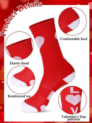 12/24 Pairs Valentine's Day Football Socks for Men Women Crew Socks Football Sports Sock for Volleyball Sport in Saudi Arabia