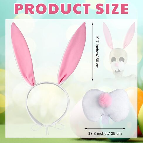 Mepase 2 Pcs 12 ft Groundbreaker Skeleton Accessories Giant Sized Skeleton Costume Set Easter Bunny Nose Cover with Pink Bunny Headband Set for Easter Cosplay Home Yard Garden Decor in Saudi Arabia