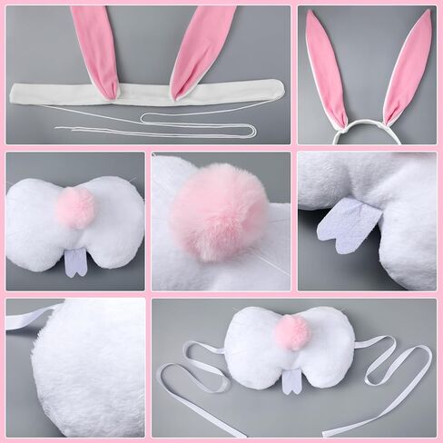 Mepase 2 Pcs 12 ft Groundbreaker Skeleton Accessories Giant Sized Skeleton Costume Set Easter Bunny Nose Cover with Pink Bunny Headband Set for Easter Cosplay Home Yard Garden Decor in Saudi Arabia