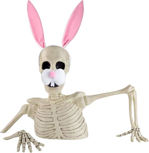 Mepase 2 Pcs 12 ft Groundbreaker Skeleton Accessories Giant Sized Skeleton Costume Set Easter Bunny Nose Cover with Pink Bunny Headband Set for Easter Cosplay Home Yard Garden Decor in Saudi Arabia