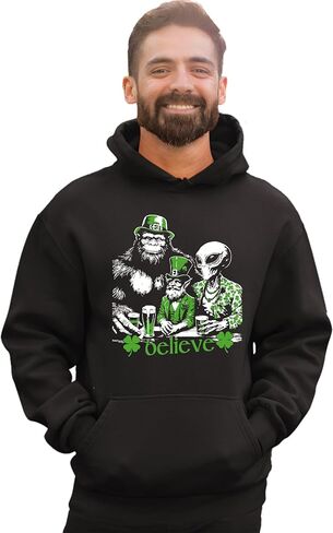 Go All Out Believe Leprechaun Bigfoot Alien St. Patrick's Day Mens Women Sweatshirt Hoodie in Saudi Arabia