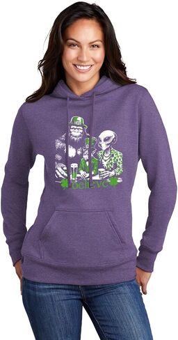 Go All Out Believe Leprechaun Bigfoot Alien St. Patrick's Day Mens Women Sweatshirt Hoodie in Saudi Arabia
