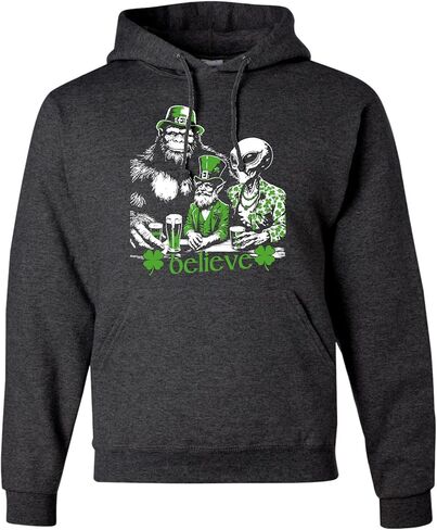 Go All Out Believe Leprechaun Bigfoot Alien St. Patrick's Day Mens Women Sweatshirt Hoodie in Saudi Arabia