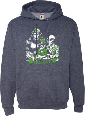 Go All Out Believe Leprechaun Bigfoot Alien St. Patrick's Day Mens Women Sweatshirt Hoodie in Saudi Arabia