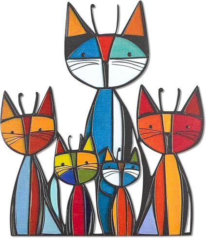 Lonxio Metal Cat Wall Art Decor - Colorful Mid Century Wall Sculpture for Cat Lovers, Perfect for Bathroom, Living Room, Kitchen, Office (Classic) in Saudi Arabia